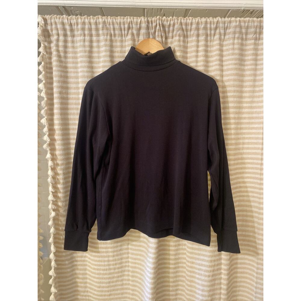 Lands End Women’s Size 10–12 Black Turtleneck Sweater Cotton Blend